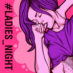 ladies night illustration in pink vibrant color