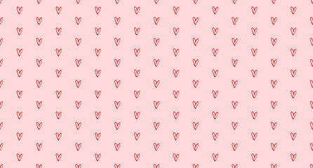 Hand drawn background with colored hearts. Seamless grungy wallpaper on surface. Abstract texture with love signs. Lovely pattern. Line art. Print for banner, flyer or poster. Colorful illustration
