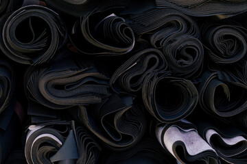 Texture of fabric rolls edges