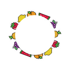 Circle frame fruits pixel art design