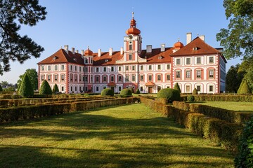 Fototapeta na wymiar Castle Mnichovo Hradiste. Originally a Renaissance chateau rebuilt in Baroque style, Bohemian Paradise region, Czech Republic, Europe