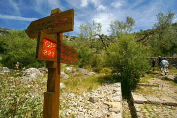 Camino de Es Tossals Verds al Coll des Coloms. Sendero de gran recorrido G.R. 221.Sierra de Tramuntana.Mallorca.Baleares.España.