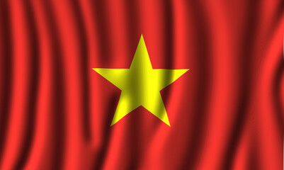 Waving Vietnam Flag in beautiful 3d Illustration