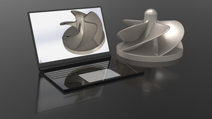 3D rendering - CAD concept of a car turbine