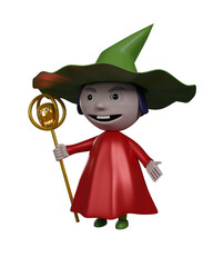 3D Halloween witch character isolated