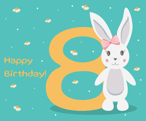 Birthday party, Happy birthday 8 year old, Cute little rabbit