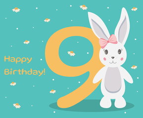Birthday party, Happy birthday 9 year old, Cute little rabbit