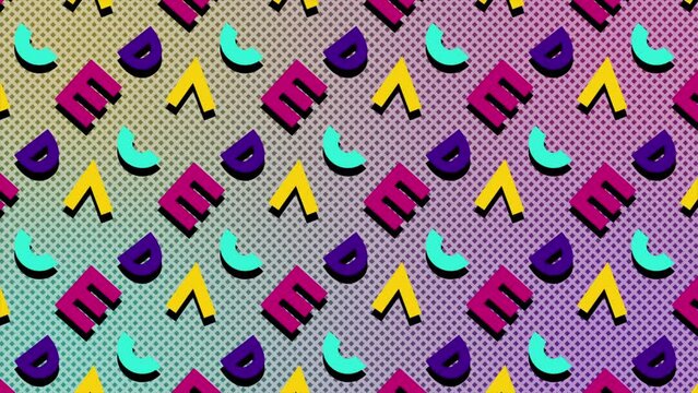 seamless pattern with colorful alphabets retro style background