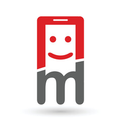 M Lettering Logo Design Under Red Phone