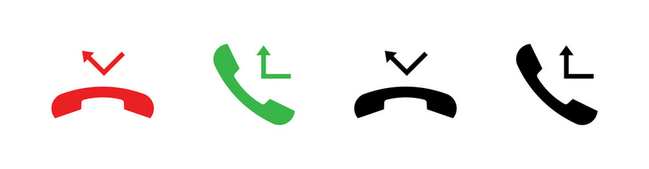 Incoming call and missed call icon set. Vector EPS 10