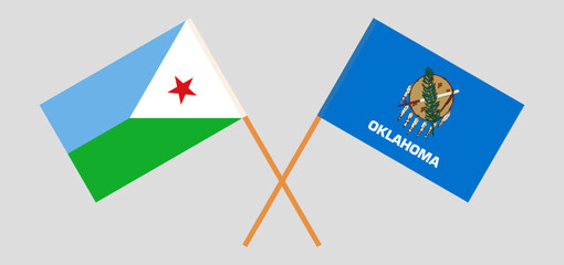 Crossed flags of Djibouti and The State of Oklahoma. Official colors. Correct proportion