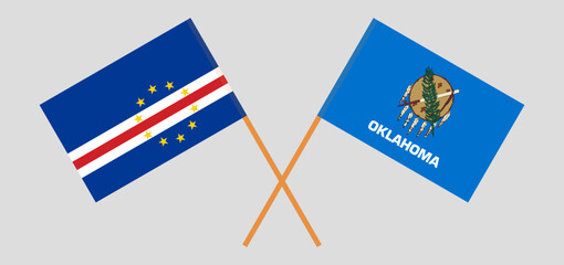 Crossed flags of Cape Verde and The State of Oklahoma. Official colors. Correct proportion