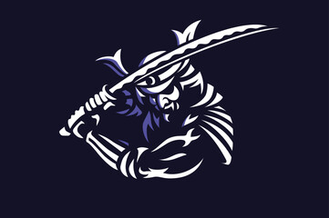 Illustration of Samurai Holding a Sword