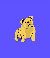 Illustrated toy dog breeds, flat bright illustration. Colorful print with wall art with English bulldog art