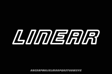 Bold linear outline retro style font vector