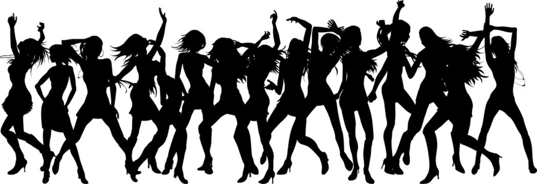 Beautiful women dancing silhouettes