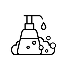 Liquid soap dispenser icon. Hand wash foam and bubbles.