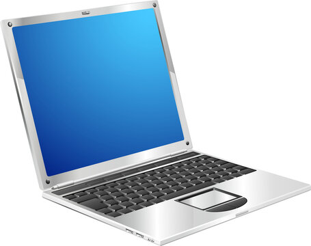 Shiny stylish metallic laptop diagonal view