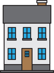 outline drawing house front elevation view.