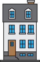Naklejka premium outline drawing house front elevation view.