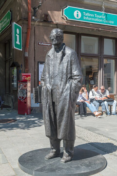 Tallinn, Estonia - June 19, 2022: Statue of Estonian writer Jaan Kross.