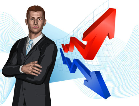 Businessman abstract arrow graph background
