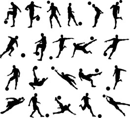 Soccer football player silhouettes