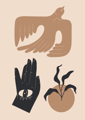 Boho folk poster with abstract shapes