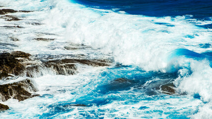 Sea waves crashing against the rocks, Huge waves crashing on the rocks 