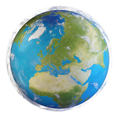 Fototapeta premium the planet earth, a globe with clouds as visible atmosphere, centre is Europe 3d-illustration
