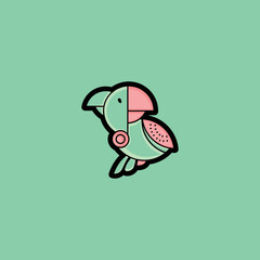 cute watermelon bird vector illustration