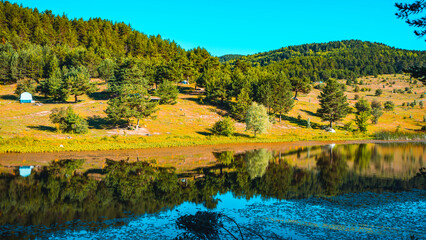 camping in Karagol Geosite, Black Lake, Kizilcahamam, Ankara, Turkey