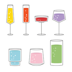 Cocktail glasses, evening drinks