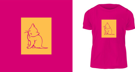 t-shirt design concept, cute cat