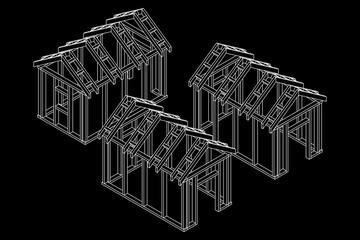 Building object or framing house. Greenhouse construction frame.