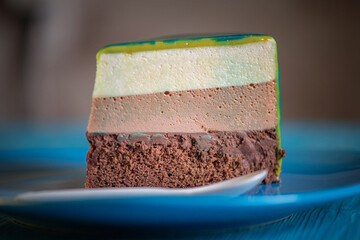 Delicious fresh homemade organic cake. Artistic noise present.