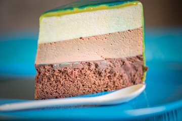 Delicious fresh homemade organic cake. Artistic noise present.