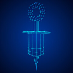 Medical syringe for injection. Wireframe vector illustration.