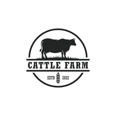 Cattle farm logo vector. Cow farm logo