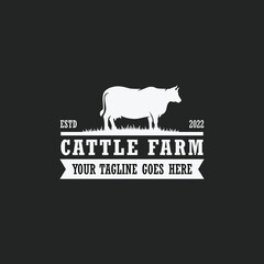 Cattle farm logo vector. Cow farm logo