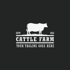 Cattle farm logo vector. Cow farm logo