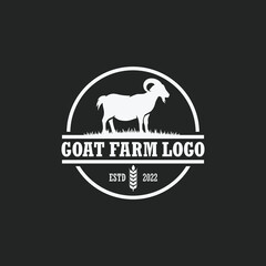 Goat farm logo vector. Cattle farm logo