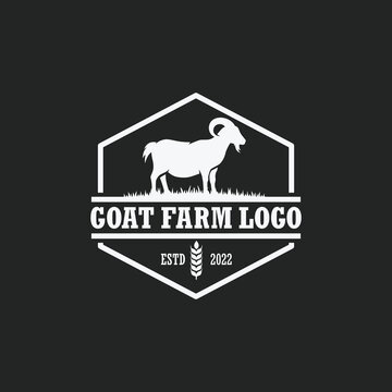 Goat farm logo vector. Cattle farm logo