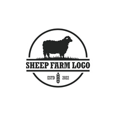 Sheep farm logo vector. Cattle farm logo