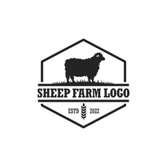 Sheep farm logo vector. Cattle farm logo