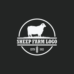 Sheep farm logo vector. Cattle farm logo