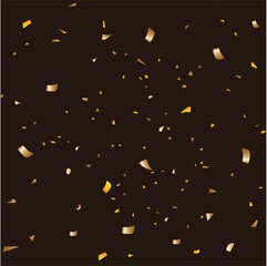 Golden confetti decoration element with black background.  Vector illustration.