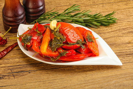 Tasty marinated red bell pepper