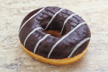 Glazed sweet tasty chocolate donut