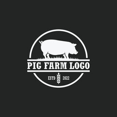Pig farm logo vector. Cattle farm logo
